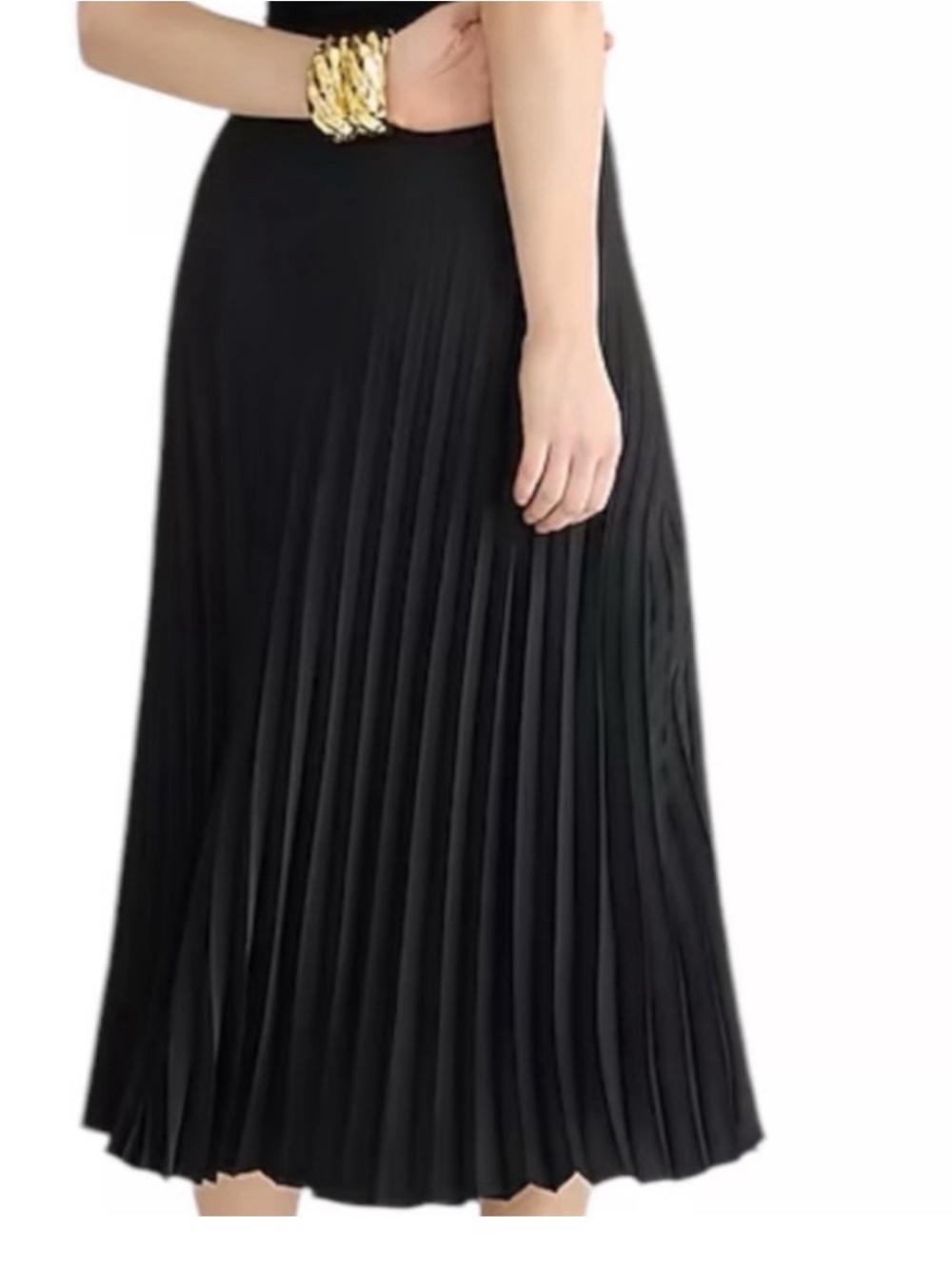 J. Crew Black Pleated Midi Skirt Meduim - Picture 2 of 8
